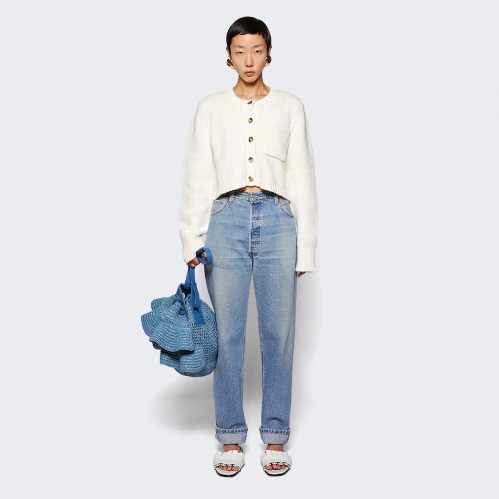 Khaite “Lavan” Cashmere Cropped Cardigan in Ivory, size XS - Picture 4 of 13